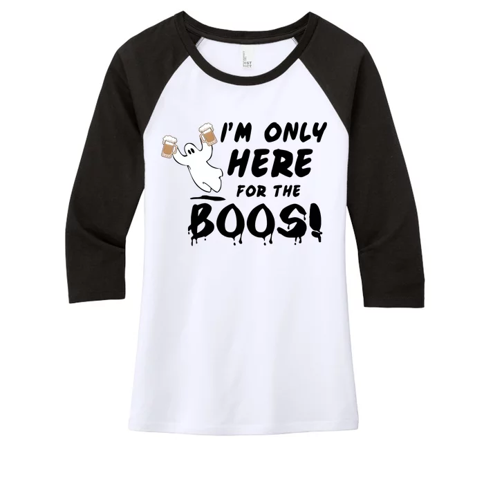 I'm Only here For The Boos! Ghost Women's Tri-Blend 3/4-Sleeve Raglan Shirt