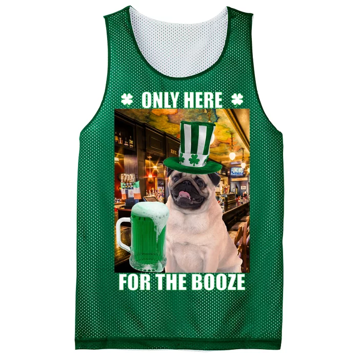 I'm Only Here for the Booze Beer Pug St. Patrick's Day Mesh Reversible Basketball Jersey Tank