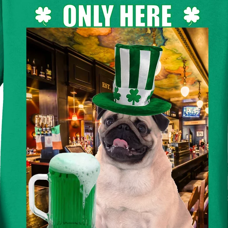 I'm Only Here for the Booze Beer Pug St. Patrick's Day Kids Long Sleeve Shirt