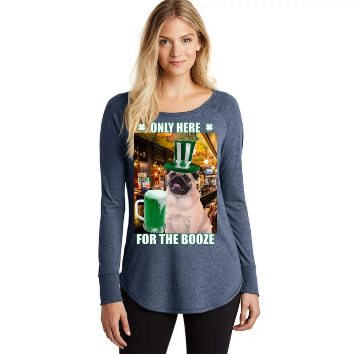 I'm Only Here for the Booze Beer Pug St. Patrick's Day Women's Perfect Tri Tunic Long Sleeve Shirt