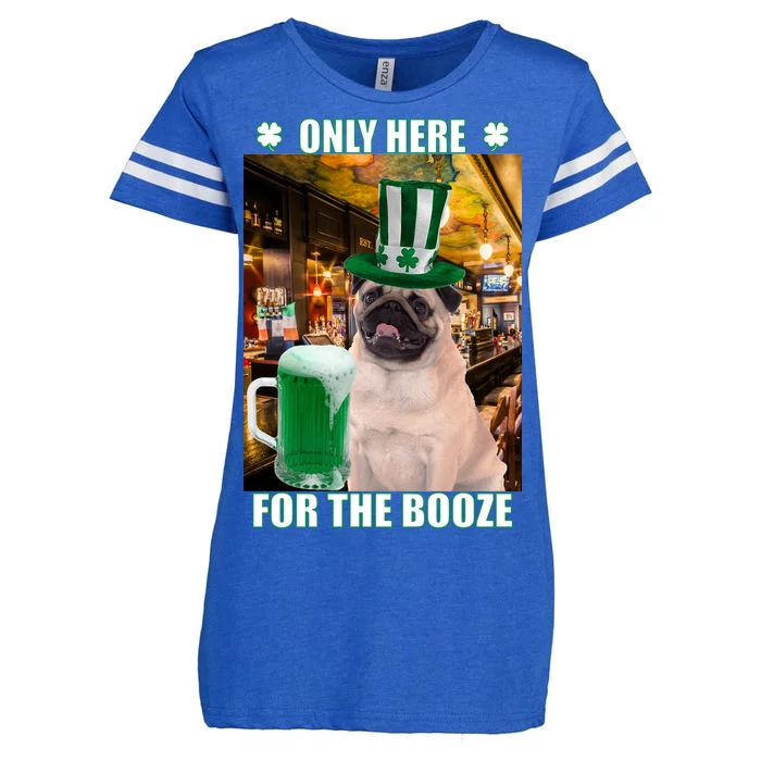 I'm Only Here for the Booze Beer Pug St. Patrick's Day Enza Ladies Jersey Football T-Shirt