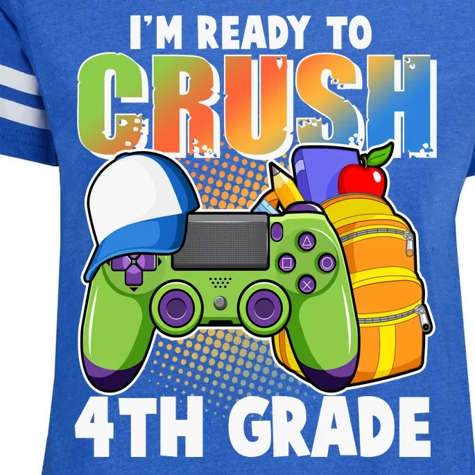 I'm Ready To Crush 4th Grade Video Gamer Enza Ladies Jersey Football T-Shirt