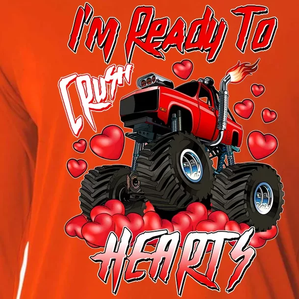 I'm Ready To Crush Hearts Monster Truck Valentine's Day Cooling Performance Long Sleeve Crew