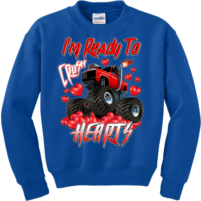 I'm Ready To Crush Hearts Monster Truck Valentine's Day Kids Sweatshirt