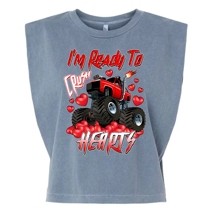 I'm Ready To Crush Hearts Monster Truck Valentine's Day Garment-Dyed Women's Muscle Tee