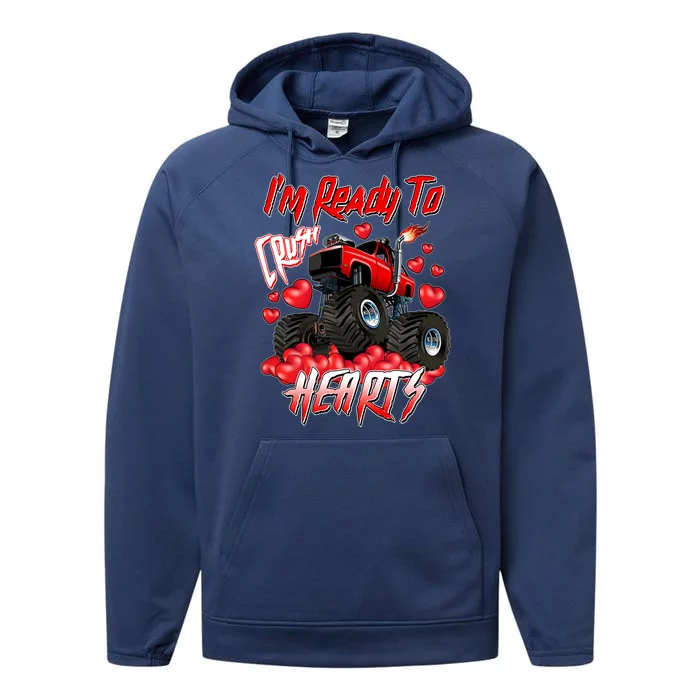 I'm Ready To Crush Hearts Monster Truck Valentine's Day Performance Fleece Hoodie