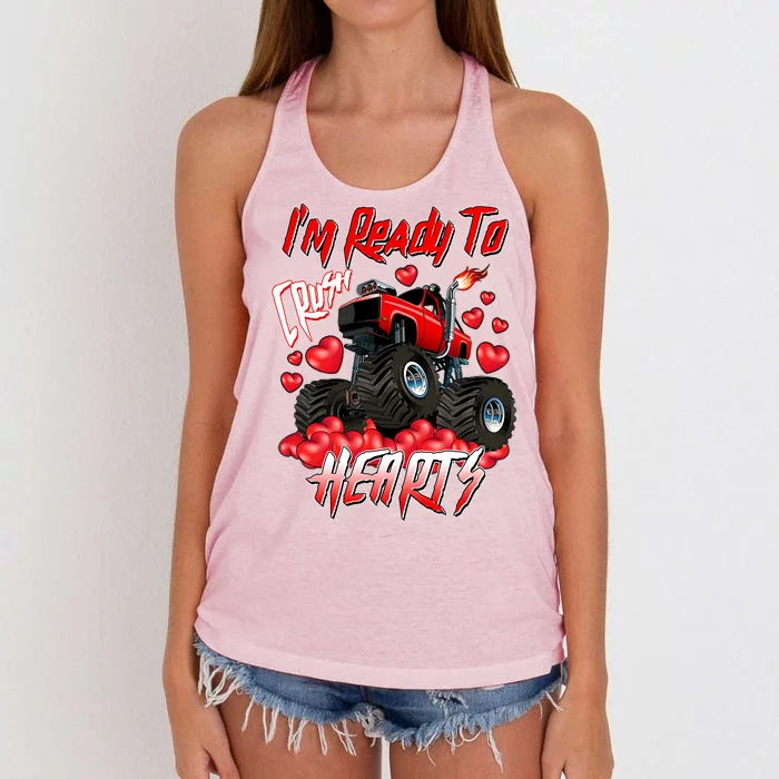 I'm Ready To Crush Hearts Monster Truck Valentine's Day Women's Knotted Racerback Tank