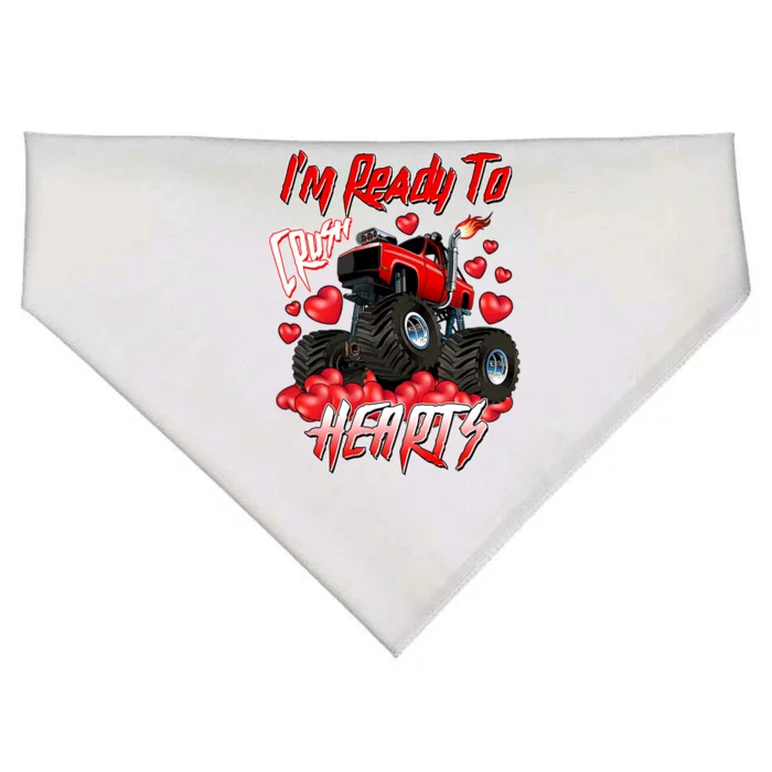 I'm Ready To Crush Hearts Monster Truck Valentine's Day USA-Made Doggie Bandana