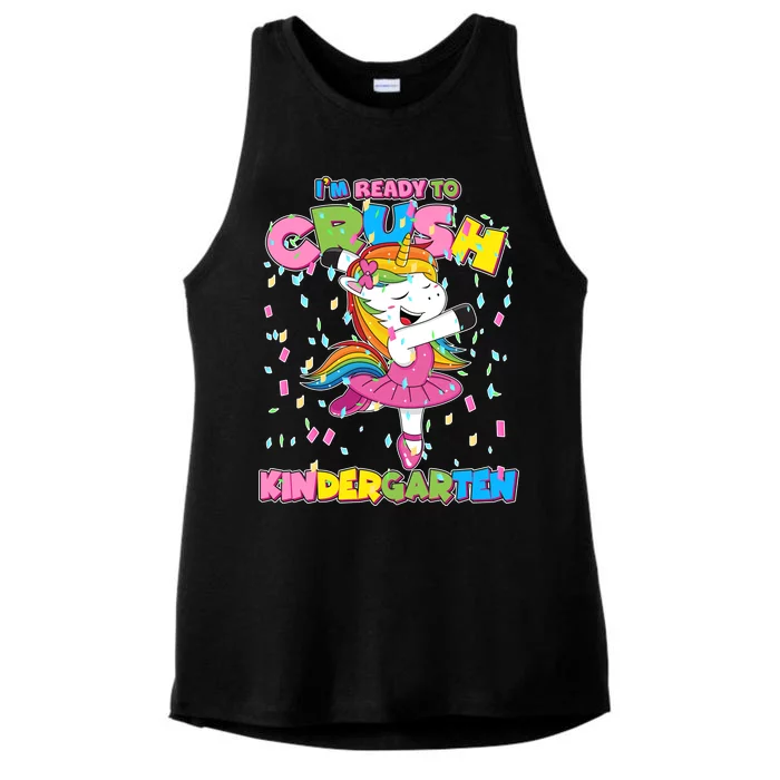 I'm Ready To Crush Kindergarten Cute Unicorn Ladies Tri-Blend Wicking Tank