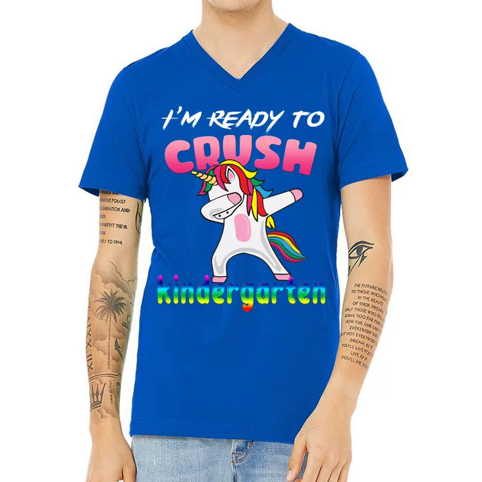 I'm Ready To Crush Kindergarten Cute Unicorn Dab V-Neck T-Shirt