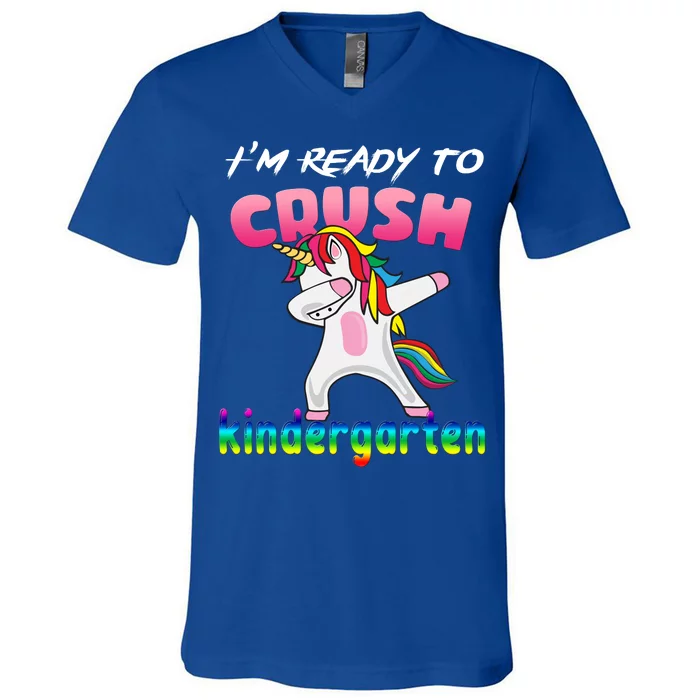 I'm Ready To Crush Kindergarten Cute Unicorn Dab V-Neck T-Shirt