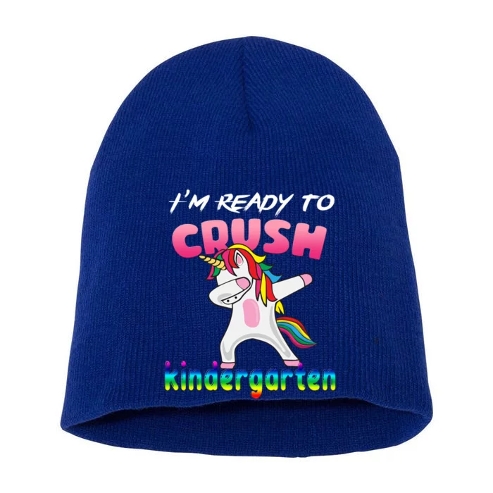 I'm Ready To Crush Kindergarten Cute Unicorn Dab Short Acrylic Beanie