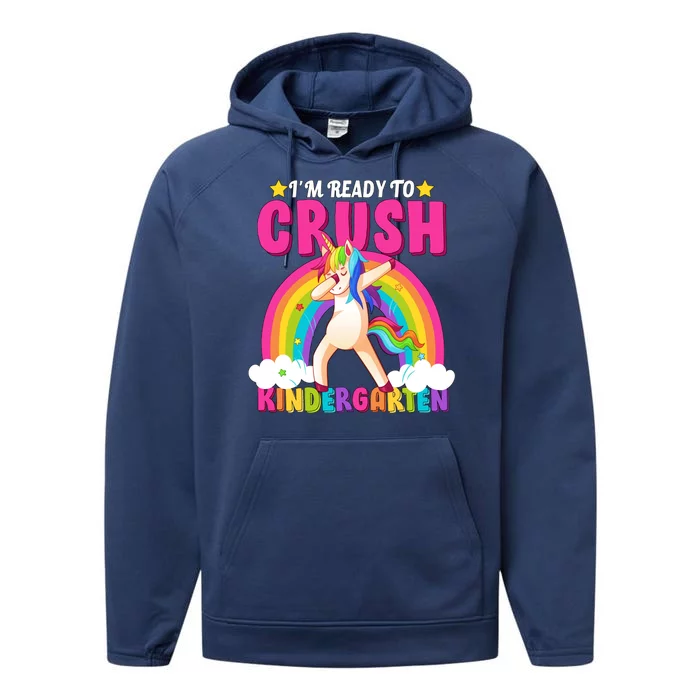 I'm Ready To Crush Kindergarten Unicorn Rainbow Performance Fleece Hoodie