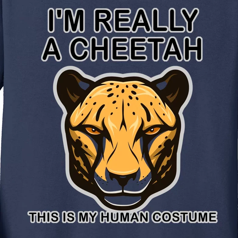 I'm Really A Cheetah Human Costume Kids Long Sleeve Shirt