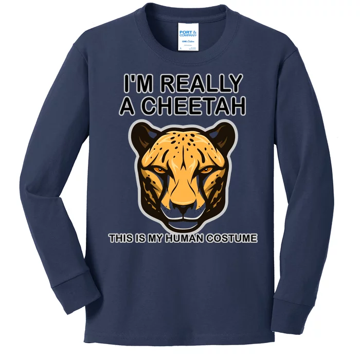 I'm Really A Cheetah Human Costume Kids Long Sleeve Shirt