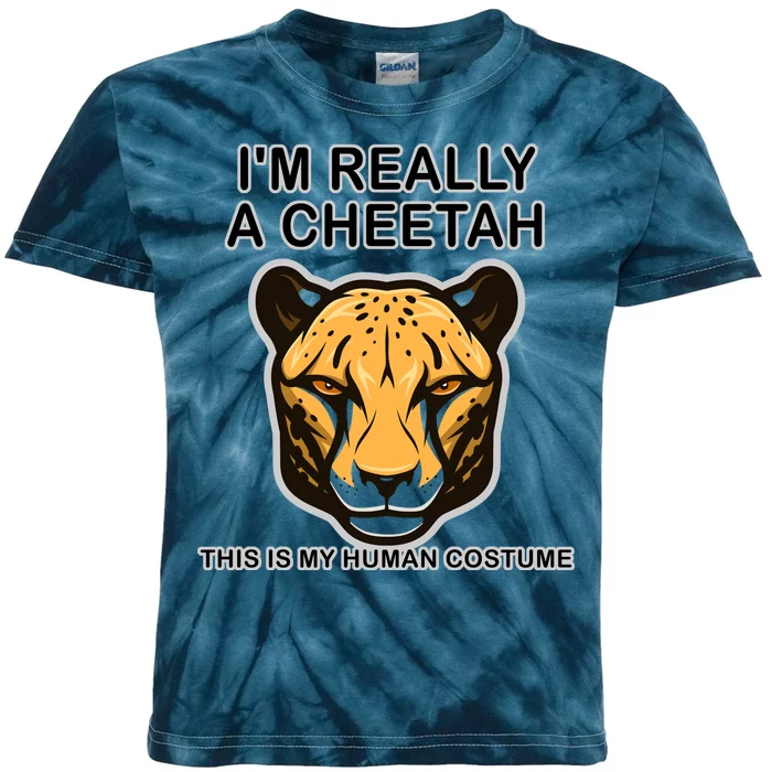 I'm Really A Cheetah Human Costume Kids Tie-Dye T-Shirt