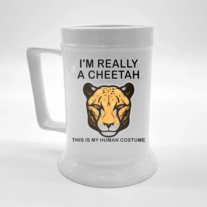 I'm Really A Cheetah Human Costume Front & Back Beer Stein