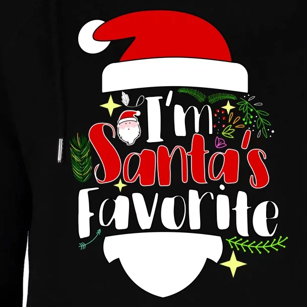 I'm Santa's Favorite Christmas Womens Funnel Neck Pullover Hood