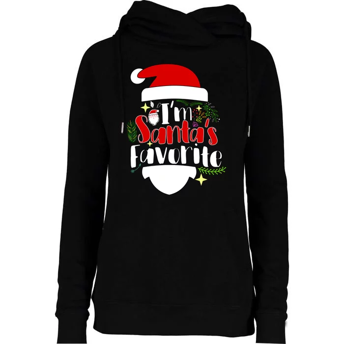 I'm Santa's Favorite Christmas Womens Funnel Neck Pullover Hood