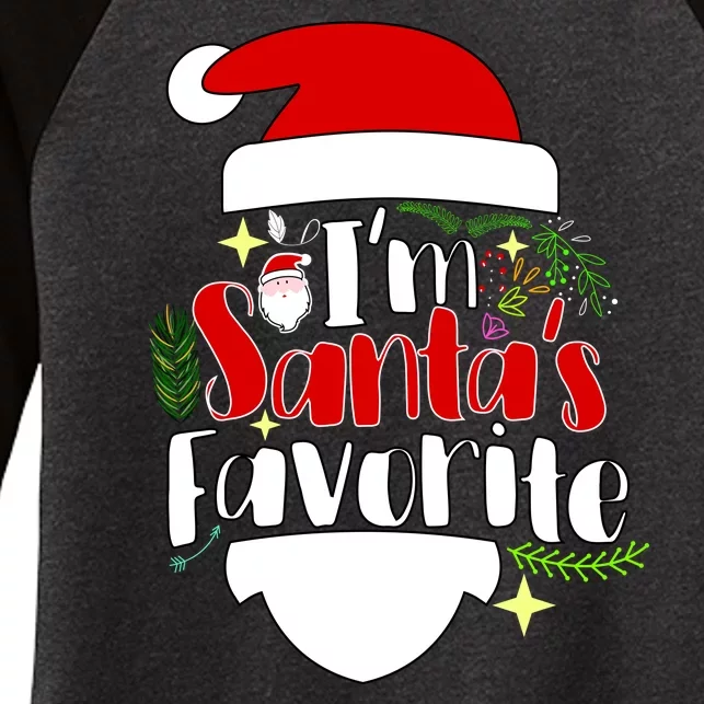 I'm Santa's Favorite Christmas Women's Tri-Blend 3/4-Sleeve Raglan Shirt