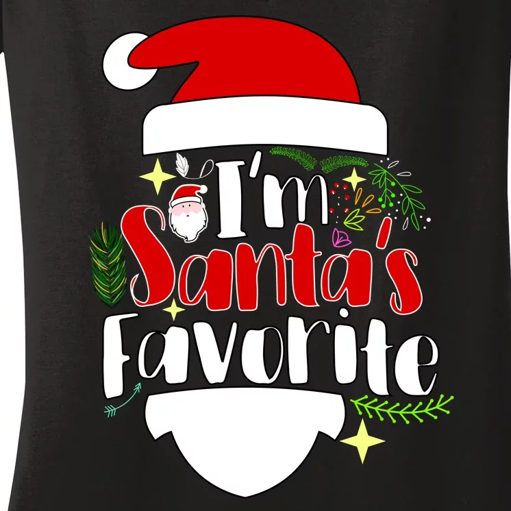 I'm Santa's Favorite Christmas Women's V-Neck T-Shirt