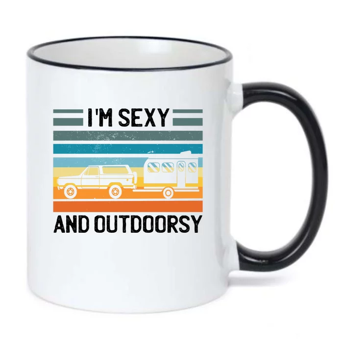 I'm Sexy And Outdoorsy Retro Road Trip Camper Black Color Changing Mug