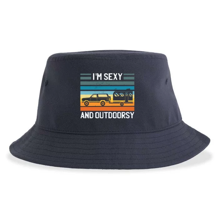 I'm Sexy And Outdoorsy Retro Road Trip Camper Sustainable Bucket Hat