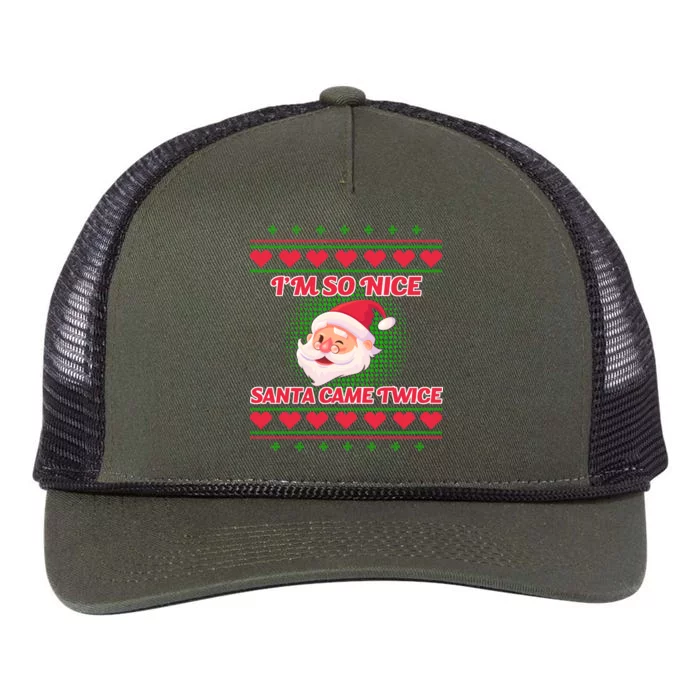 I'm So Nice Santa Came Twice Retro Rope Trucker Hat Cap