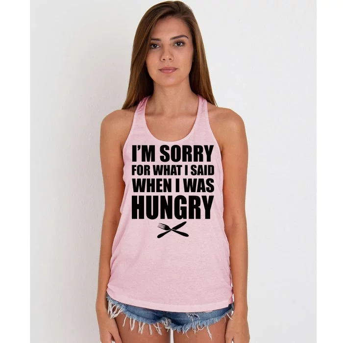 I'm Sorry For What I Said I Was Hungry Women's Knotted Racerback Tank