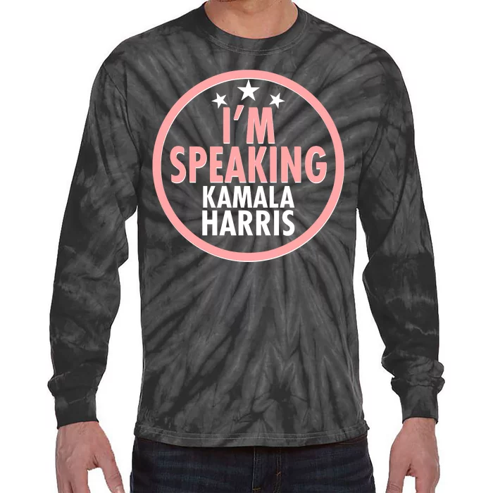 I'm Speaking Emblem Kamala Harris Madam Vice President Tie-Dye Long Sleeve Shirt