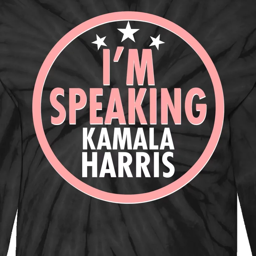 I'm Speaking Emblem Kamala Harris Madam Vice President Tie-Dye Long Sleeve Shirt