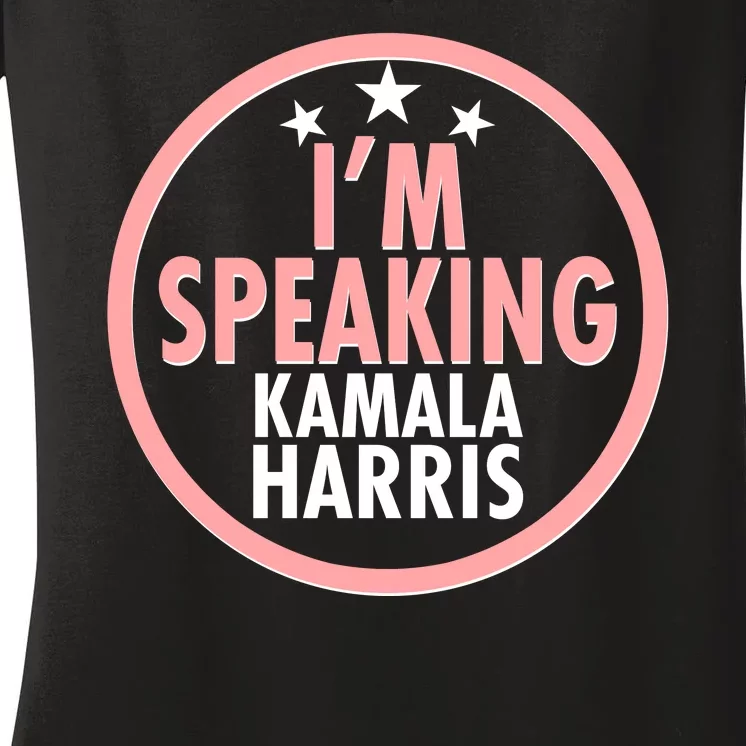 I'm Speaking Emblem Kamala Harris Madam Vice President Women's V-Neck T-Shirt