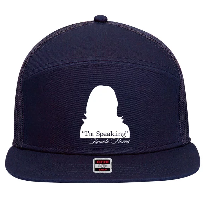 I'm Speaking Kamala Harris Silhouette 7 Panel Mesh Trucker Snapback Hat