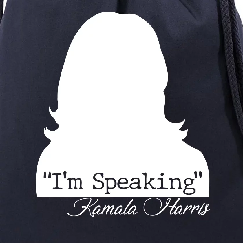 I'm Speaking Kamala Harris Silhouette Drawstring Bag