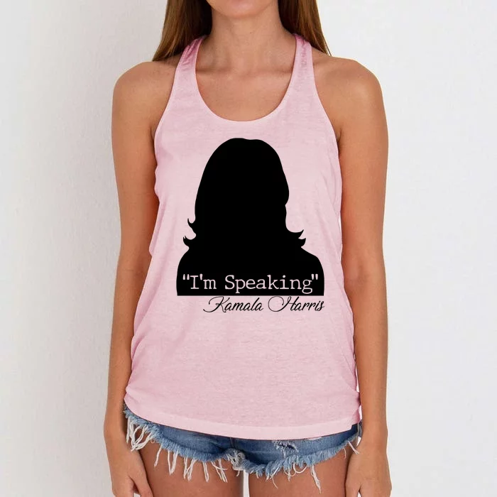 I'm Speaking Kamala Harris Silhouette Women's Knotted Racerback Tank