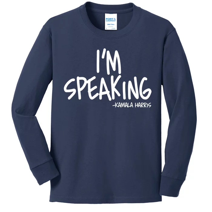 I'm Speaking Kamala Harris Vice President Debate Quote Kids Long Sleeve Shirt