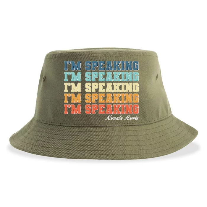 I'm Speaking pattern Kamala Harris Madam Vice President Sustainable Bucket Hat