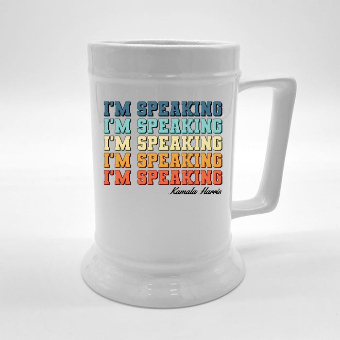 I'm Speaking pattern Kamala Harris Madam Vice President Front & Back Beer Stein