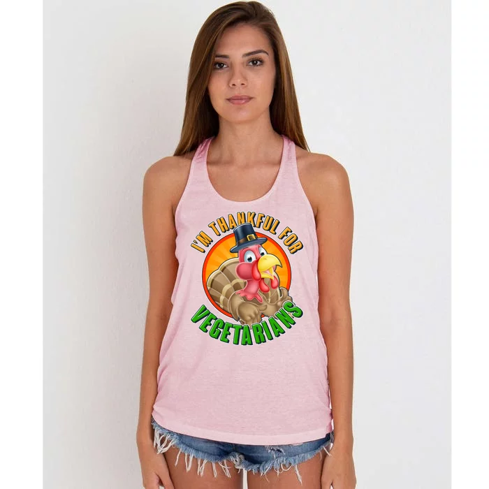 I'm Thankful For Vegetarians Funny Thanksgiving Women's Knotted Racerback Tank