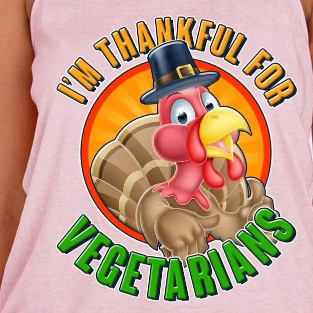 I'm Thankful For Vegetarians Funny Thanksgiving Women's Knotted Racerback Tank