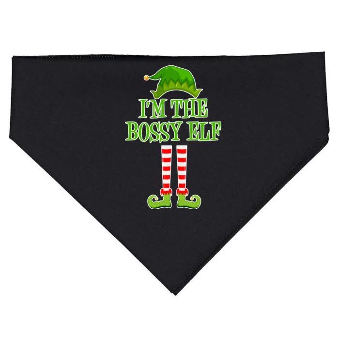 I'm The Bossy Elf Matching Family Christmas USA-Made Doggie Bandana