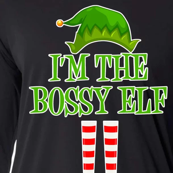 I'm The Bossy Elf Matching Family Christmas Cooling Performance Long Sleeve Crew