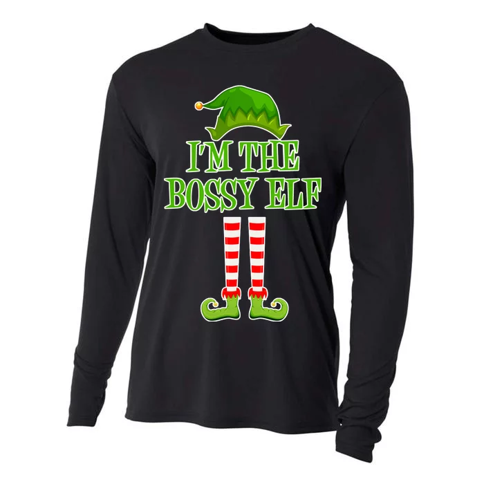 I'm The Bossy Elf Matching Family Christmas Cooling Performance Long Sleeve Crew