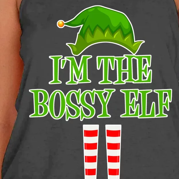 I'm The Bossy Elf Matching Family Christmas Women's Knotted Racerback Tank