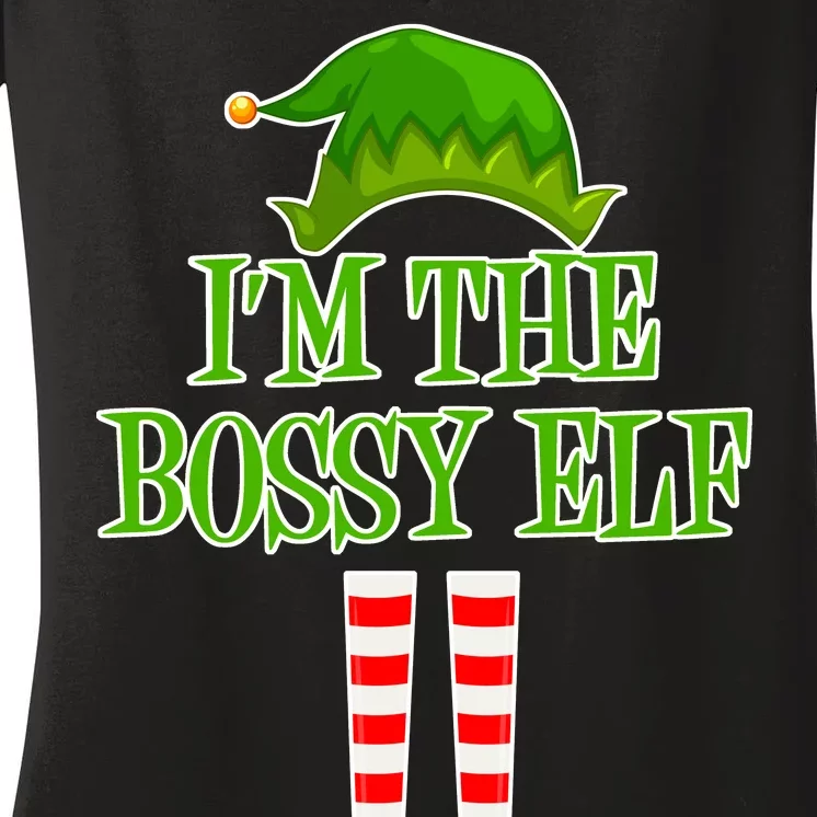 I'm The Bossy Elf Matching Family Christmas Women's V-Neck T-Shirt