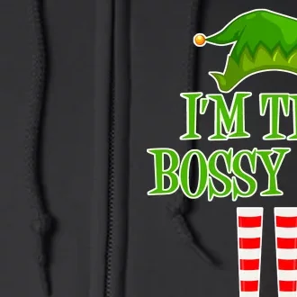 I'm The Bossy Elf Matching Family Christmas Full Zip Hoodie