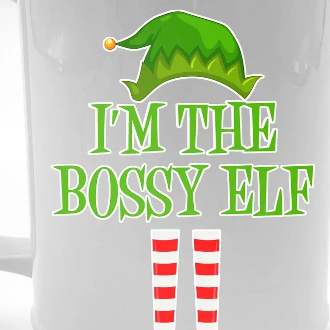 I'm The Bossy Elf Matching Family Christmas Front & Back Beer Stein