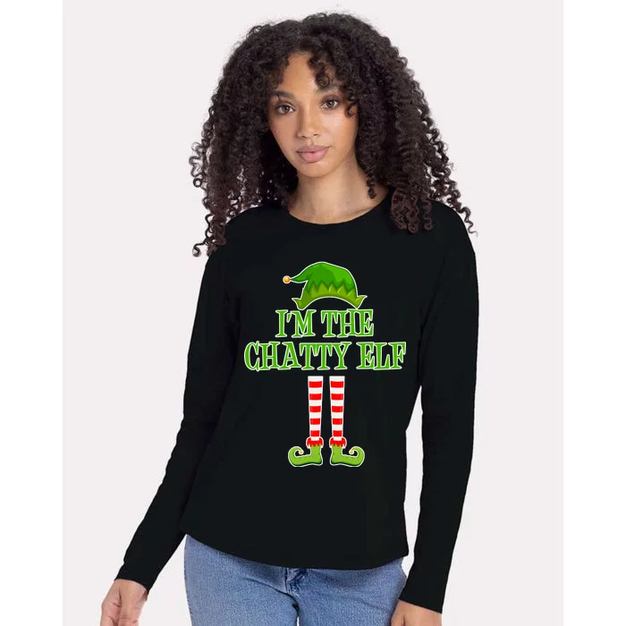 I'm The Chatty Elf Matching Family Christmas Womens Cotton Relaxed Long Sleeve T-Shirt