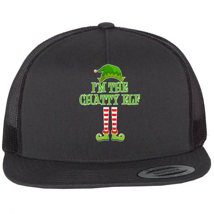 I'm The Chatty Elf Matching Family Christmas Flat Bill Trucker Hat