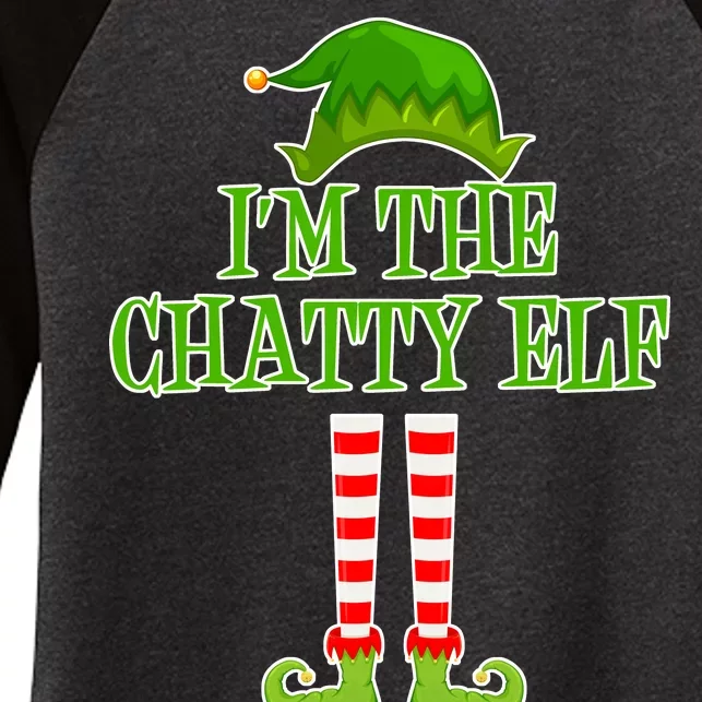 I'm The Chatty Elf Matching Family Christmas Women's Tri-Blend 3/4-Sleeve Raglan Shirt